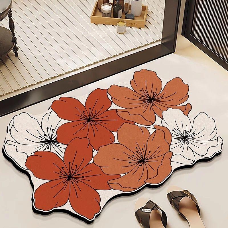 Toilet absorbent floor mat, simple and advanced sense, diatom mud quick-drying foot mat, toilet bathroom door non-slip carpet