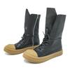 Scarpe Casual da Uomo di Alta Qualità Stivali da Donna a Metà Polpaccio Vera Pelle Lacu Stivali da Moto con Lacci Punta Rotonda Tacco Basso Sneakers Vintage