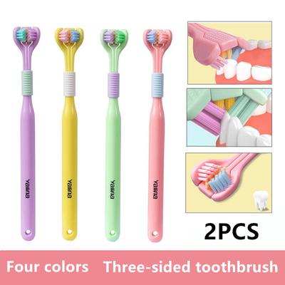 3D Stereo Three-Sided Toothbrush Ultra Fine Soft Hair Adult Toothbrushes Tongue Scraper Deep Cleaning Oral Care Teeth Brush