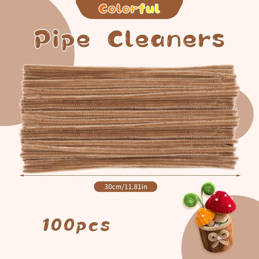 Light Coffee Pipe Cleaners, Art Supplies, 199/499pcs Chenille Stem, Solid Color Pipe Cleaners for  DIY Art Creative Crafts