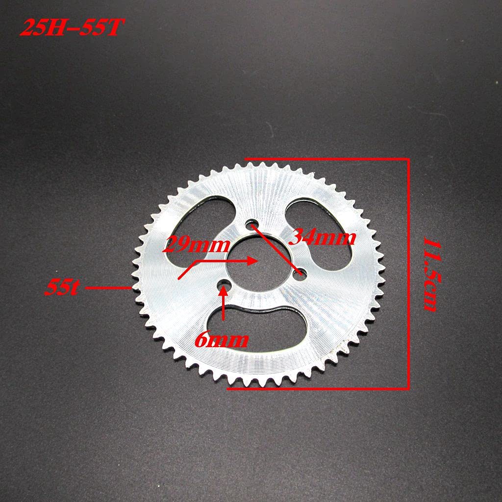 Motorcycle Sprocket Gear Accessories 25H 55T Tooth 29mm Rear Chain Sprocket for 47/49cc Pocket Bike Mini ATV Quad Gas Scooter Electric Scooter