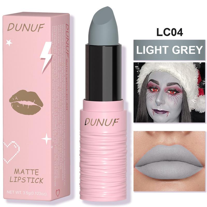 

Матовая черная белая помада Стойкий пигмент Зеленый Фиолетовый Водостойкая бархатная помада для макияжа губ на Рождество, Хэллоуин, вечеринку, косметика 04