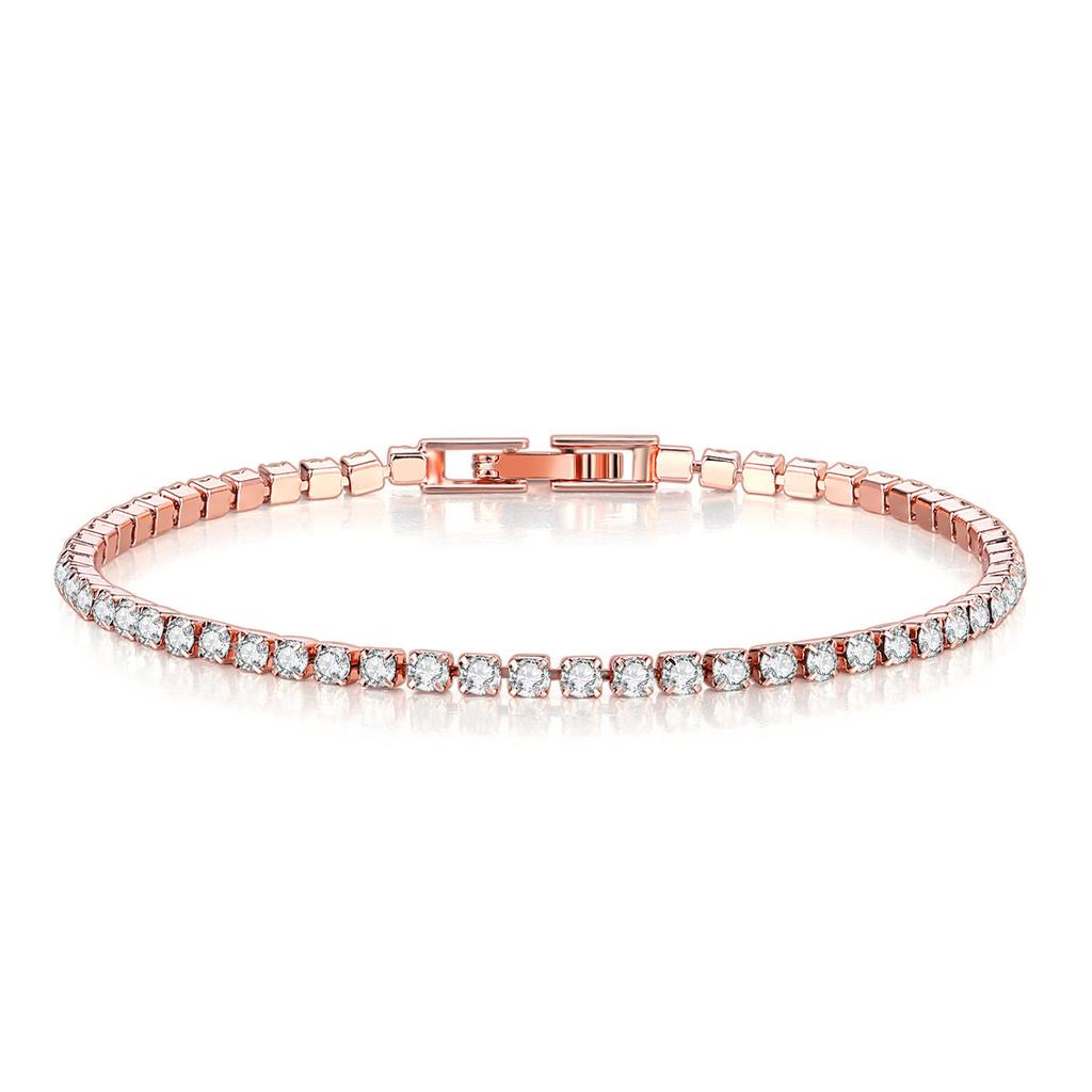 Solid Pure Silver 15/16/17/18/19/20/21 Cm Tennis Bracelet Pave 3 Mm Round Black Jet Zircon Elegant Real 925 Jewelry for Women