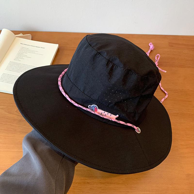 

Быстросохнущая дышащая шляпа рыбака с широкими полями для детей, весенне-летняя универсальная уличная солнцезащитная шляпа от солнца для альпинизма M（56-58cm） чёрный