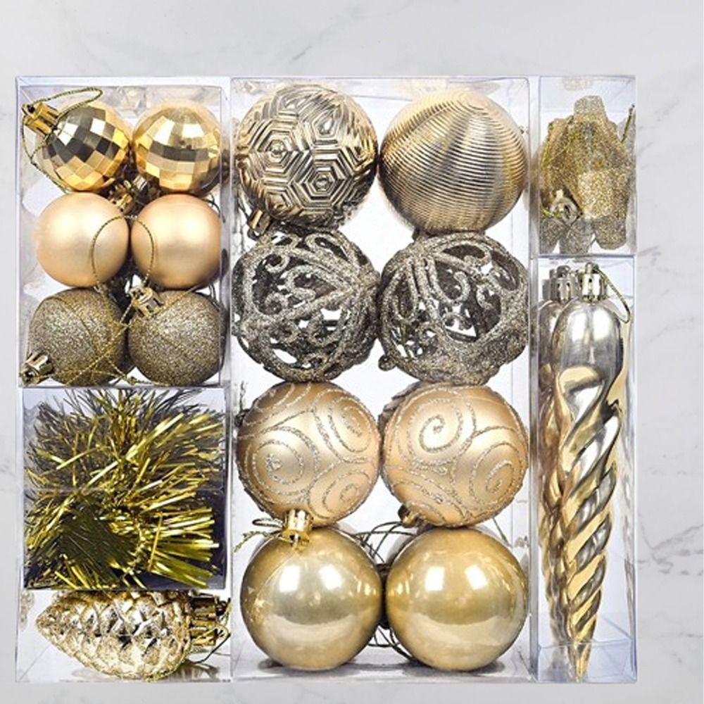 44pcs Shatterproof Electroplated Hanging Balls Christmas Tree Ornaments New Year Decoration