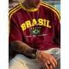 Summer New Five-star Brasil Print T-shirt for Men Short Sleeve O-neck Tees Vintage Casual Sports Mesh Jersey Oversized Tops