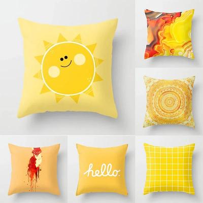 45x45cm Geometrisches Gelbes Giraffen Tierdesign Wurfkissenbezug Sofa Büro Sitz Auto Lendenkissen Heimdekor