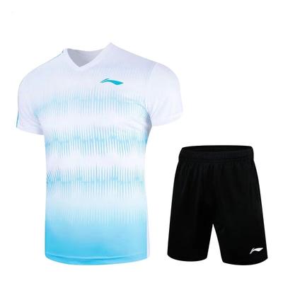 Li Ning Logo Print Comfortable Short Sleeve Tie Waist Shorts Casual Sports Set Men Sets AATT019-2