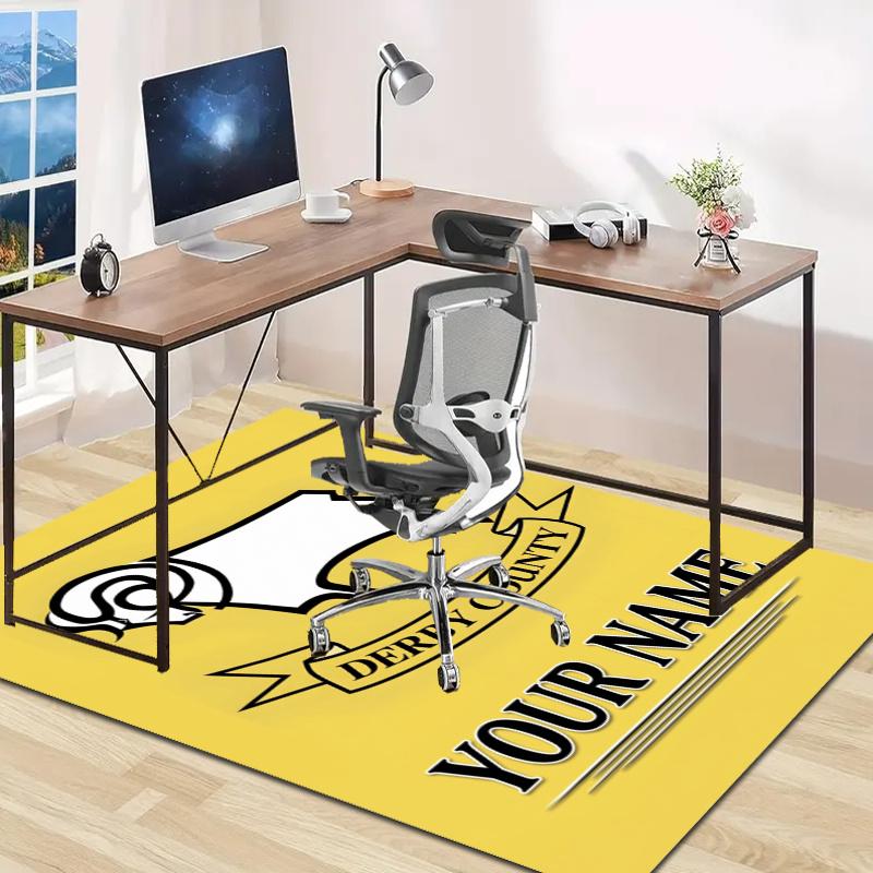 Derby County F.C. Design Area Rug Personalized Name- Non-Slip, Soft & Cozy Floor Mat for Living Room, Office - Indoor/Outdoor Carpet
