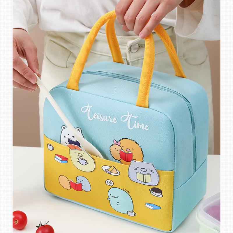New Cartoon Portable Lunch Box Kid Insulated Lunch Bag for Childred Student Thickened Aluminum Foil Storage Cooler Bag for Girls