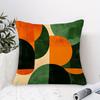 Retro Geometric Pillow Cover Green Orange Black Pattern Decorative Cushion Cover For Sofa Bedroom Office Home Decor Modern Style