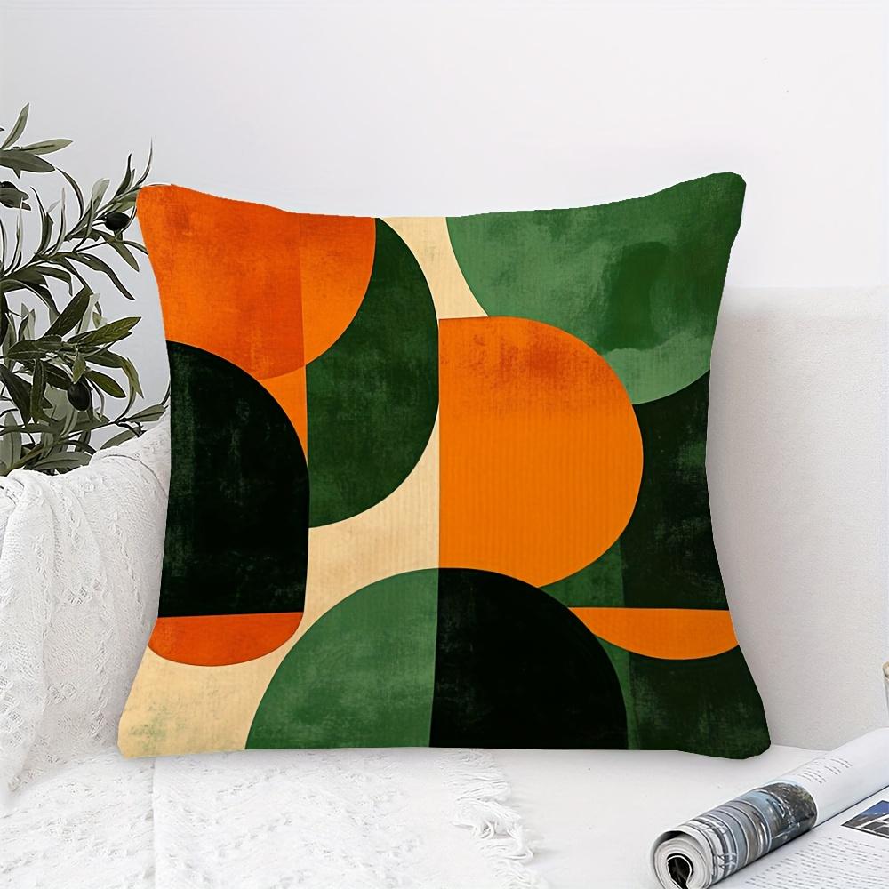 Retro Geometric Pillow Cover Green Orange Black Pattern Decorative Cushion Cover For Sofa Bedroom Office Home Decor Modern Style