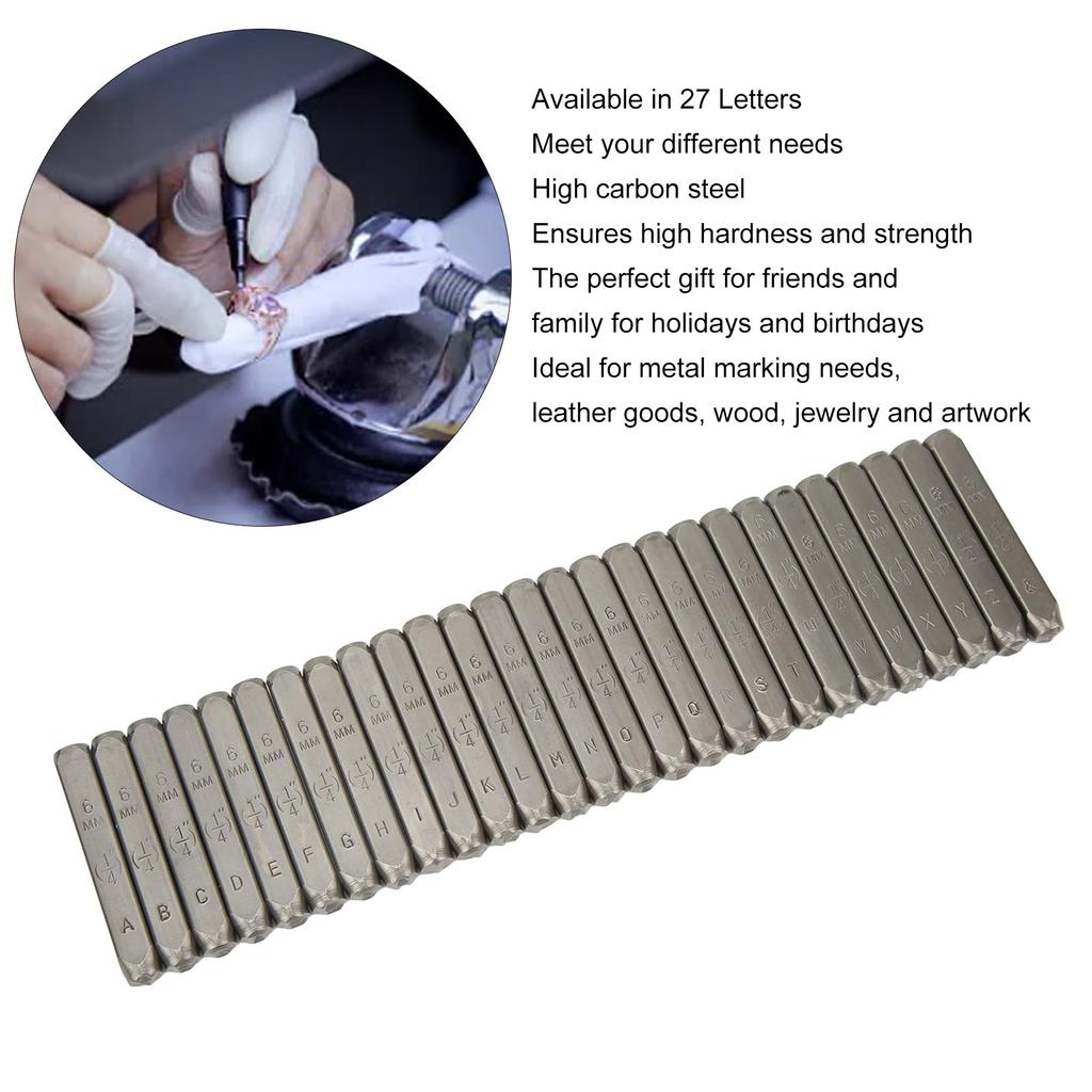 Letter Punch Set 27 Letters High Strength High Carbon Steel Metal Letter Stamp Set for Jewelry Artwork