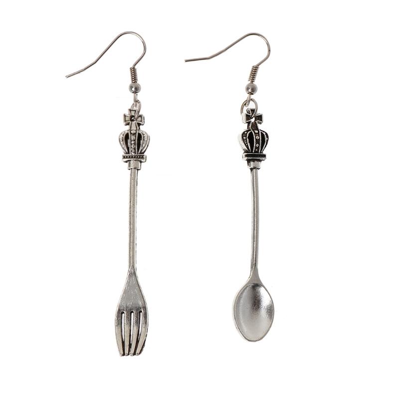 Trendy Studs Earrings Spoon Fork for Triangle Ruler Asymmetric Earrings for Birt