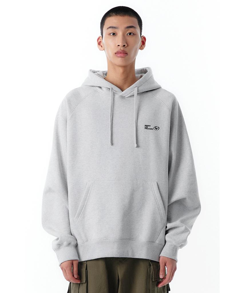 W.L Back Zipper Raglan Hoodie-Grey