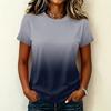 Women's Casual Pullover T-Shirt Short Sleeve Crew Neck Gradient Color Top Lightweight Soft Fabric Summer Wear