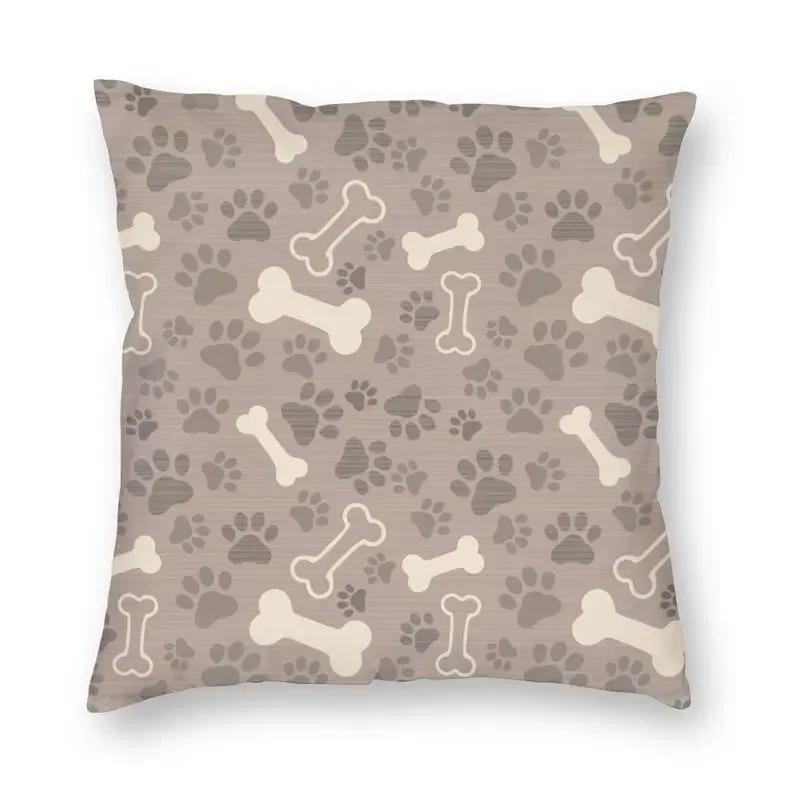Liebe Hunde Pfoten und Knochen Muster Druck Quadratischer Kissenbezug Dekoration Haustier Fußabdruck Geschenk Kissenbezug Wurfkissen für Sofa Auto