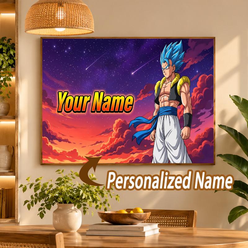 Gogeta Custom Name Diamond Painting Personalized 5D Full Drill DIY Diamond Art Home Decor