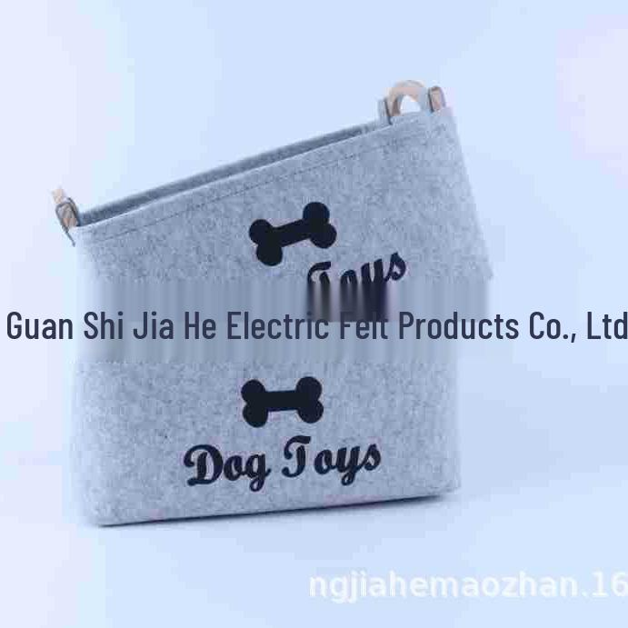 Felt Toy Storage Box with Wooden Handles - Multi-Size Square Design for Home or Pet Use