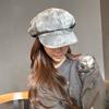 New Octagonal Hat for Women British Retro PU Leather Beret Showing Face Small Autumn and Winter Painter Hat Versatile Newsboy Hat
