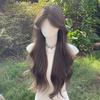 Daily Wear Wig Cold Brown Natural Middle Part Eight-Character Bangs Big Waves Flattering Face Slimming