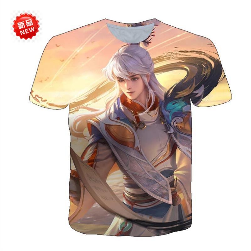 New short sleeved T-shirt with King of Glory print, youthful and fashionable round neck