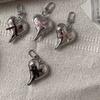 Love Heart Shaped Keychain Charm Pendant Silver Sturdy Alloy Keyring with Imitation Pearls for Bags Decoration