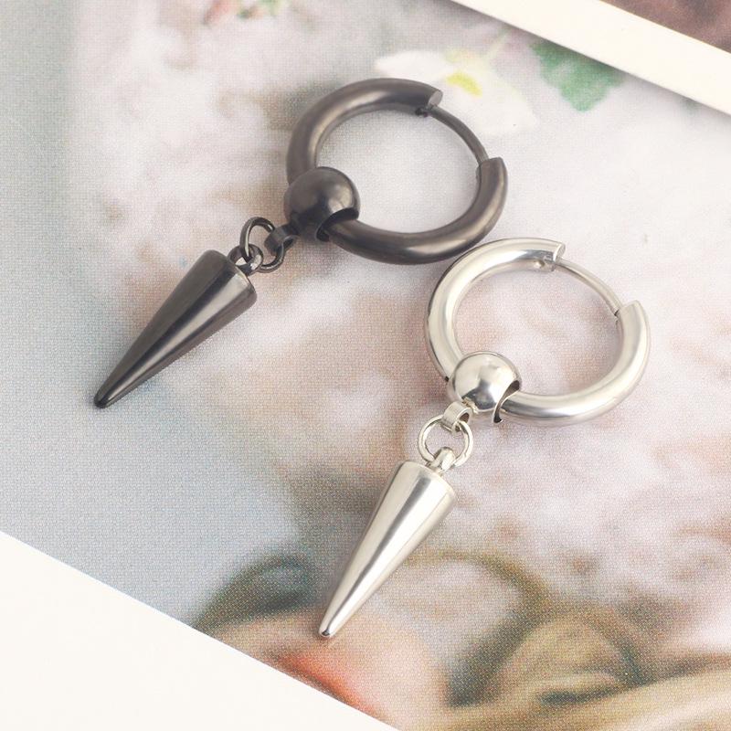 Black Series Titanium Steel Punk Style Earrings - Unisex, Korean Fashion, Unique Design