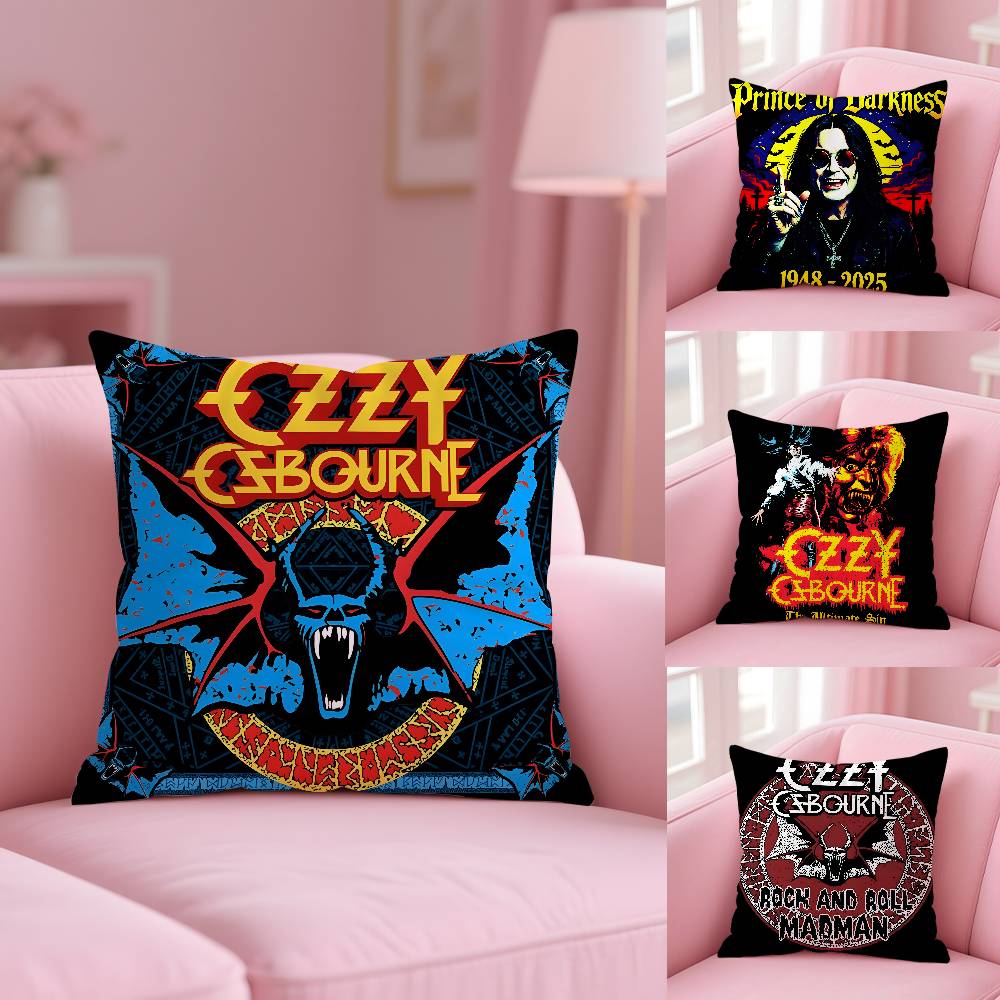 O-Ozzy Osbourne Band Lead Singer Pillow Case Pattern Printed Pillowcase for Living Room Sofa Cushion Cover & Bedroom Decor