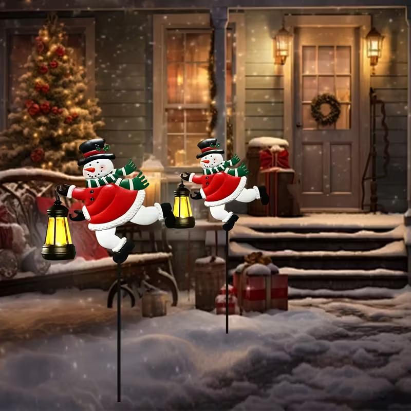 1/2PCS Solar Christmas Snowman Lanterns Warm White Outdoor Hanging LED Solar Lights for Garden Lawn Holiday Lighting Xmas Gifts
