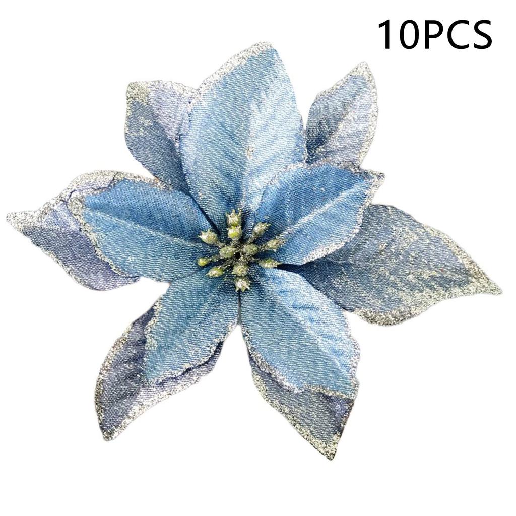 10Pcs Artificial Christmas Flower Xmas Tree Decoration Festival Party Supplies