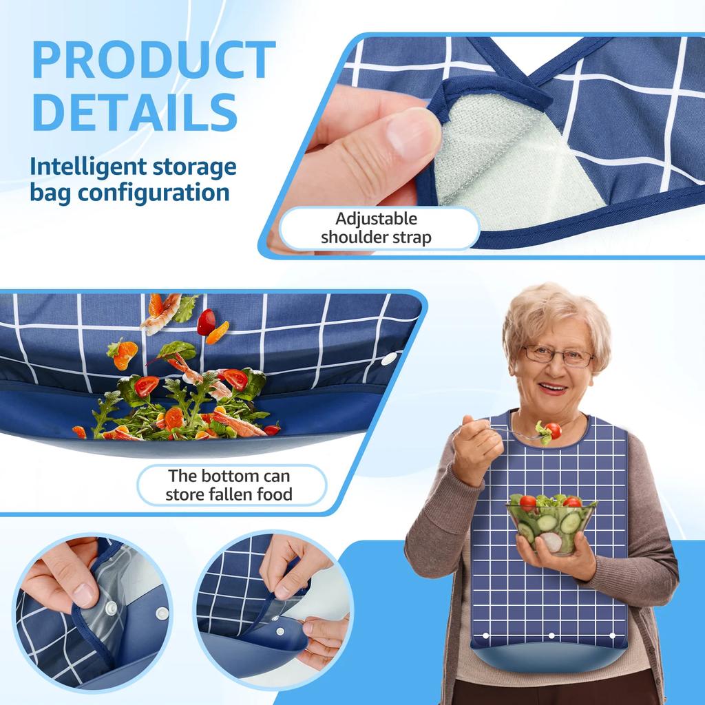 3Pcs Adult Bibs Mealtime Bib Elderly Feeding Soft Towel Cloth Clothing Stain Resistant Protectors for Adult Men and Women