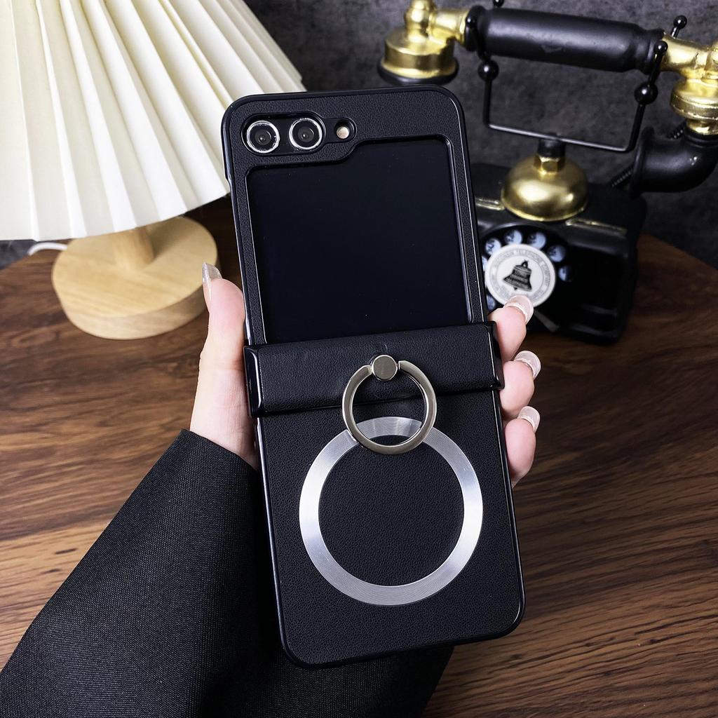 Applicable to Samsung ZFlip6 mobile phone case folding screen sticker leather ZFLIP5 protective case zflip6 magnetic bracket case