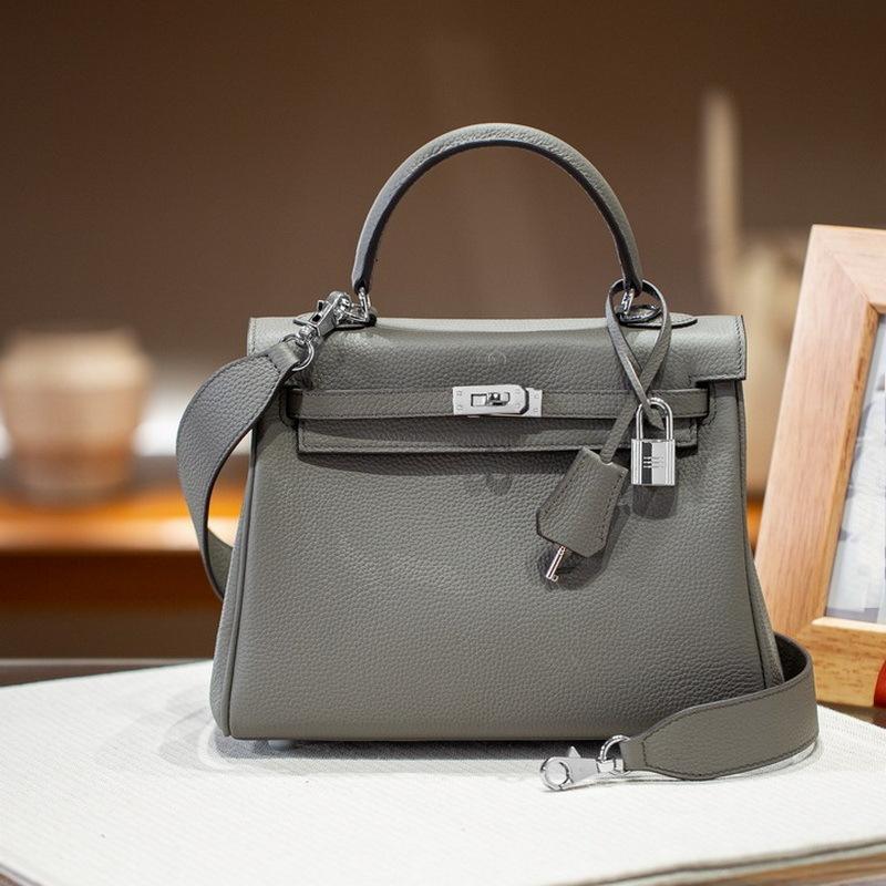 Inner Seam Top Layer Cowhide Togo Leather Bag With Double Shoulder Straps (H09-2528KL)