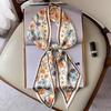 Silk Scarf: Long, Narrow, High-End Print for Spring and Summer - Versatile as Shirt Ribbon, Belt, or Hair Tie.