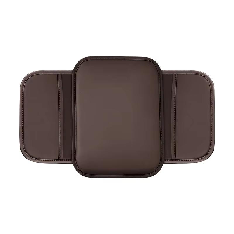 

Leather Car Arm Rest Cushion Anti Scratch Armrest Protection Cover Center Console Box Height Increase Protector Storage Pocket коричневий