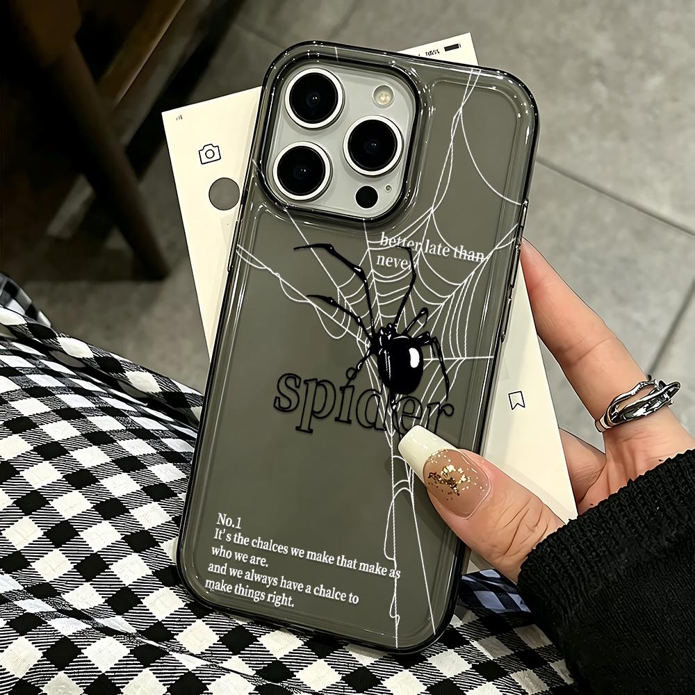 Black Doodle Spider Phone Case For Iphone 17 Air 16 15 14 Pro 13 12 11 Pro Max 16 Plus Shockproof Silicone Cover