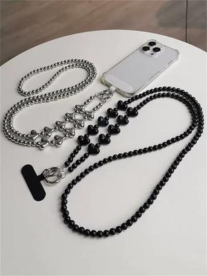 Korea Retro Herz Langes Handy Anti-Verlust Lanyard Halter Kette Outdoor Hängekette Handyhülle Kette Diagonales Lanyard