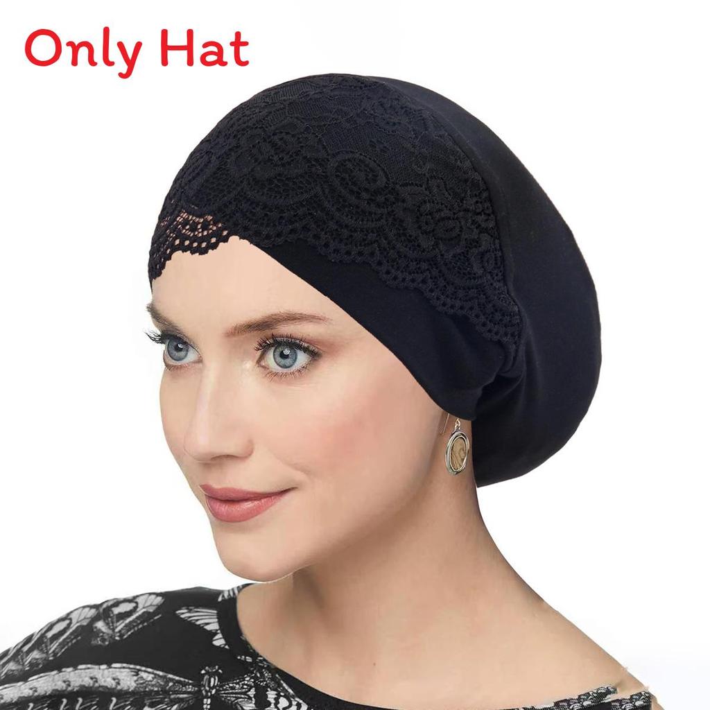 Ladies Lace Cross Headscarf Cap With Soft Lightweight Fabric For Casual Wear