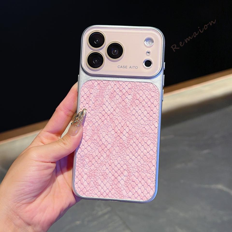 

Big Window Matte Phone Case For iPhone 17 Air 13 14 15 16 Pro Max Crocodile Leather Shockproof Len Camera Protector Cover For iPhone 17
