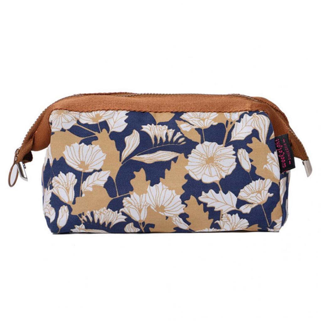 Fashion Flamingo Flower Print Makeup Brushes Holder Bag Pouch Portable Gift Large-capacity for Outing and Travel Wash Bag