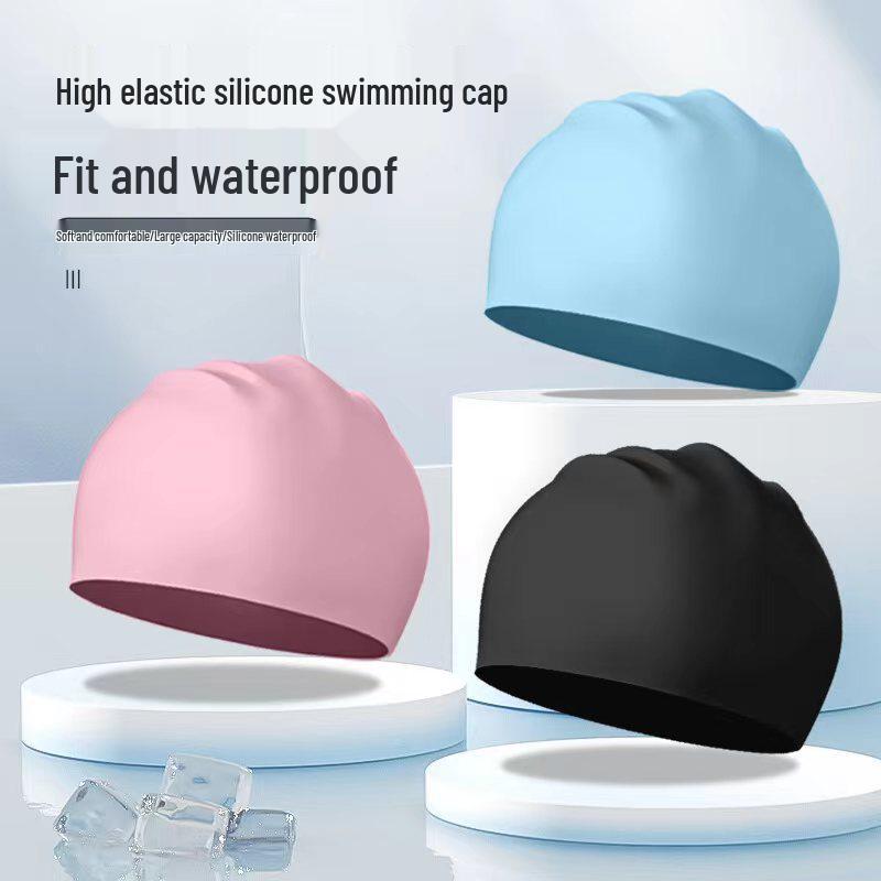 

Comfortable Silicone Waterproof Swimming Cap with Ear Protection for Men and Women
