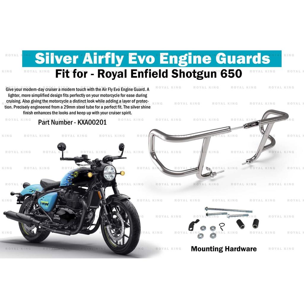 Royal Enfield "Shotgun 650 Stainless Steel Silver Air Fly Evo Engine Guard"