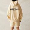 Fear of God Essentials Logo Print Fleece-Lined Hooded Sweatshirt Unisex Sweatshirt Cream FOG-SS21-574