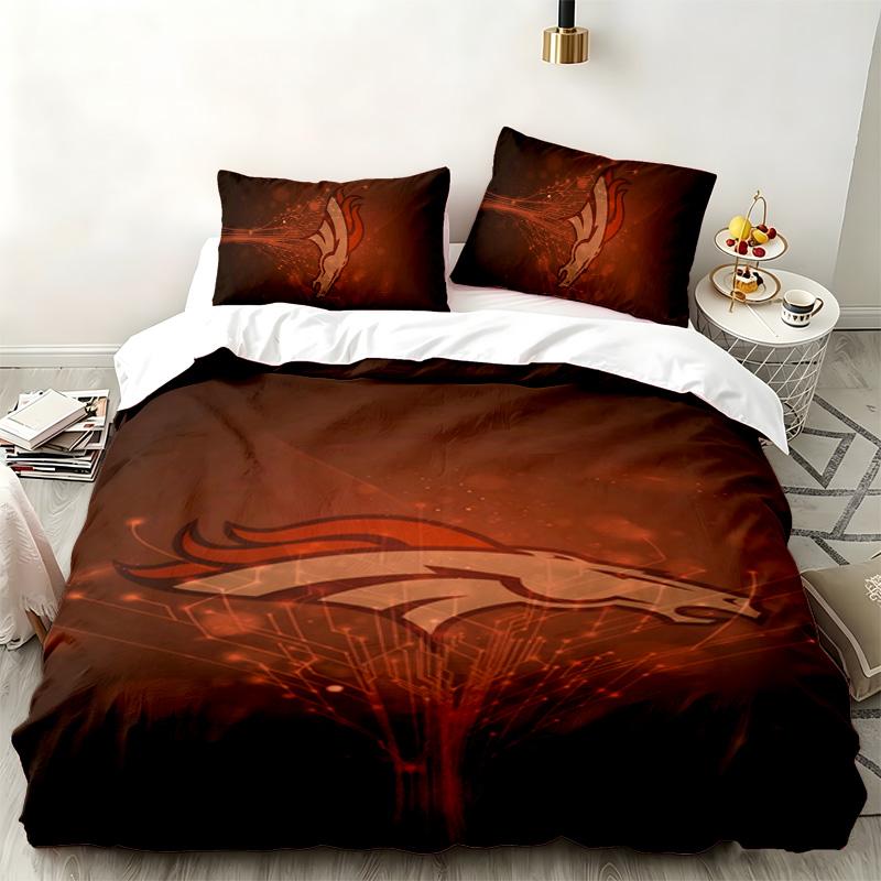 Denver Broncos 3pc Set Perfect for Bedroom Use Comfortable Bedding Set Includes a Duvet Cover and Two Pillowcases Ideal Birthday or Christmas Gift