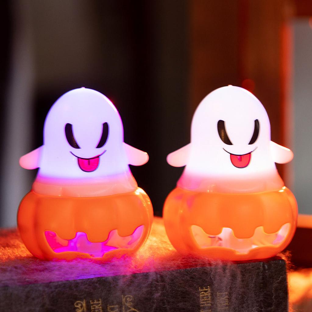 Halloween Ghostly LED Light Glowing Pumpkins with Flameless Candle Decorative Night Lamp For Party Home Decoration