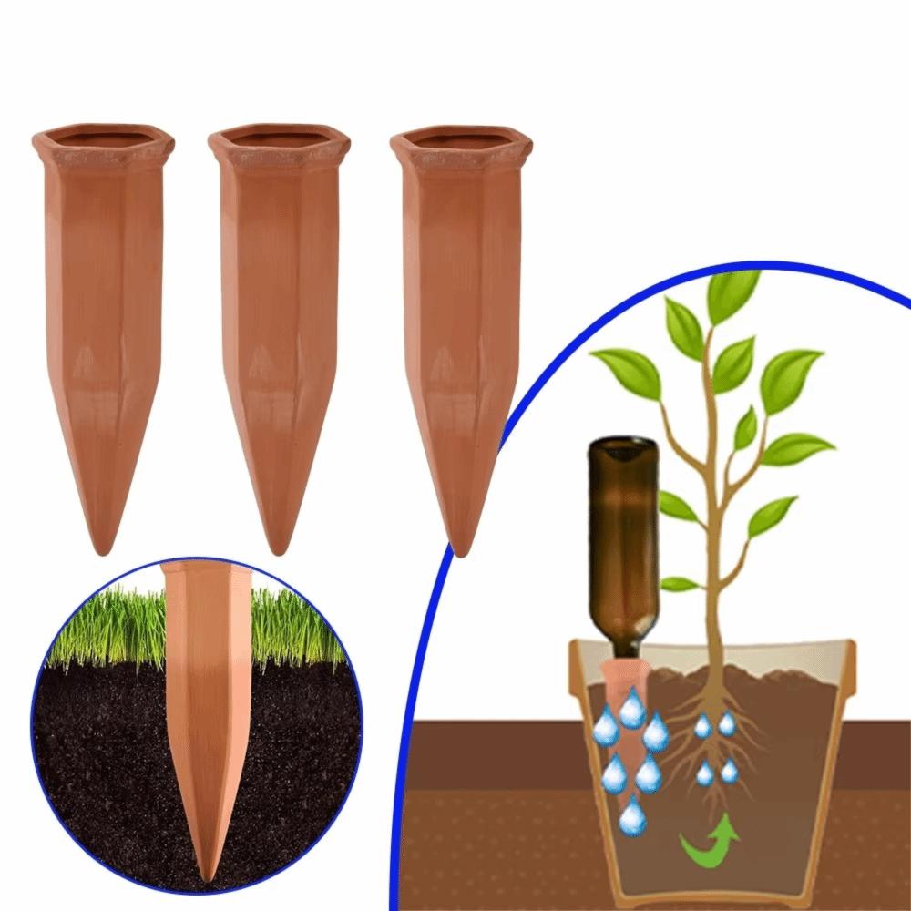 4PCS Automatic Terracotta Self Watering Spikes Effort-saving Uniform Seepage Plant Drip Irrigation Device Handmade
