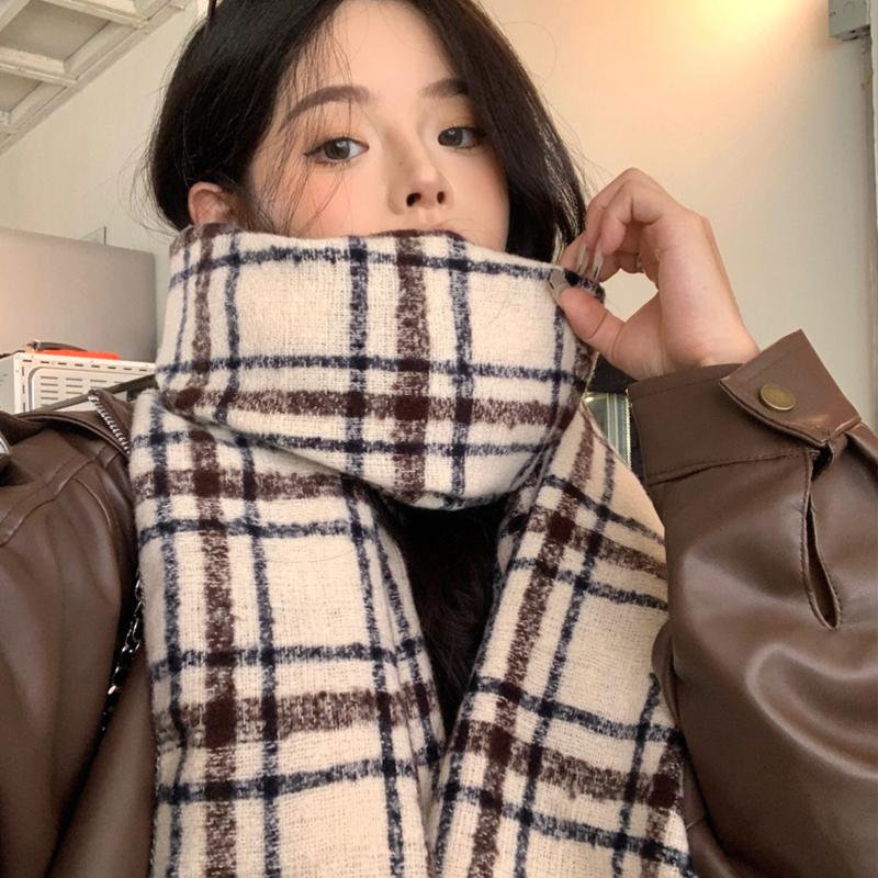 Nowy Dzianinowy Vintage Casual Szalik Chusta na Głowę Zimowy Kobiety Mężczyźni Kratka Ciepły Szalik Pashmina Mujer Kobieta Mężczyzna Okrycie Pareo Szal Unisex