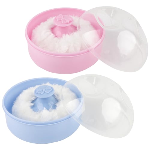 

AUEAR Body Cosmetic Puff Sponge Box Case Container, Set of 2, 3.74x2.95 inches, for After-Bath Use