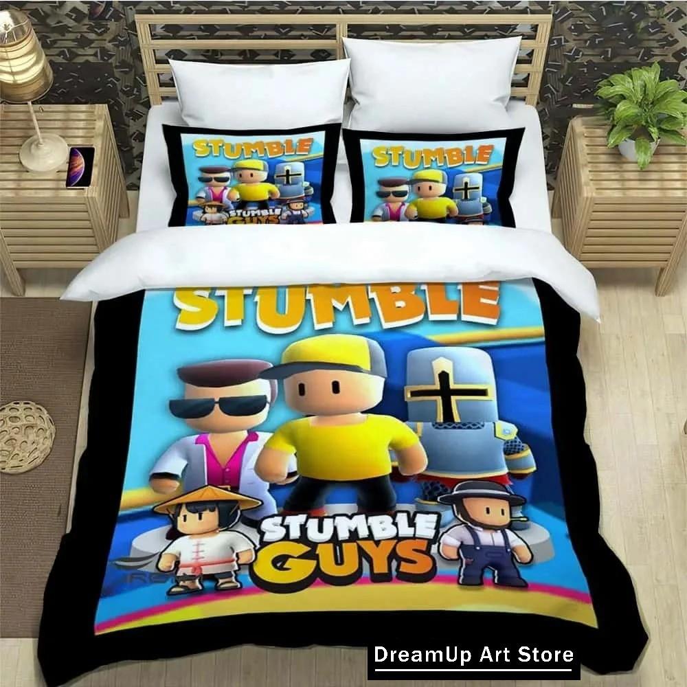3D Spel Tecknad Stumble-guys Sängkläder Set Täcke Sängöverkast med Örngott Twin Enkel Queen King Size Pojkar Vuxen Hem